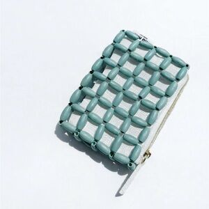 Miu Miu Parfums Wood Beaded Zipper Pouch Coin Card Wallet